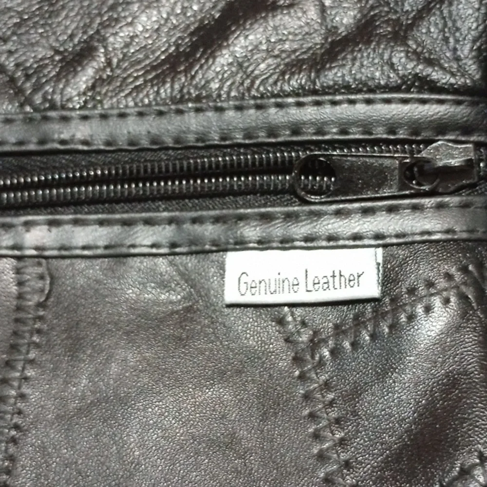 Elegant Black Genuine Leather Laptop Bag Business Office Professional Student